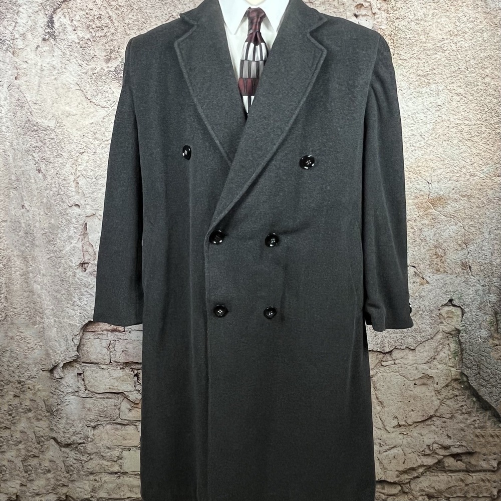 T. Line Overcoat Mens Black Cashmere/Wool Lenificio Italy Nice Pea Coat Jacket
